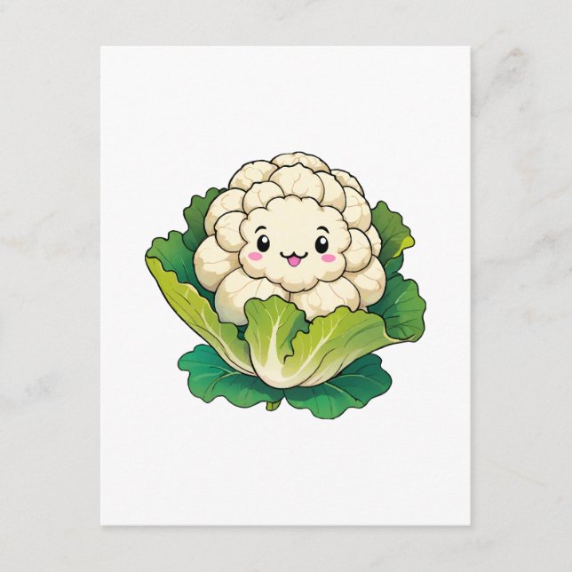 Tarjeta De Recepción Coliflor Kawaii (Anverso)