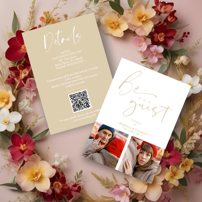 Tarjeta De Recepción Collage 2 Photos Be Our Guest Romantic Wedding (Details Collage Two Photos Be Our Guest Romantic Wedding Enclosure Cards.)