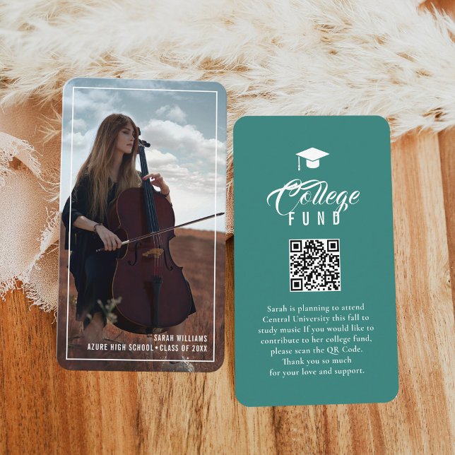 Tarjeta De Recepción College Fund Modern Minimal Typography Teal (Subido por el creador)