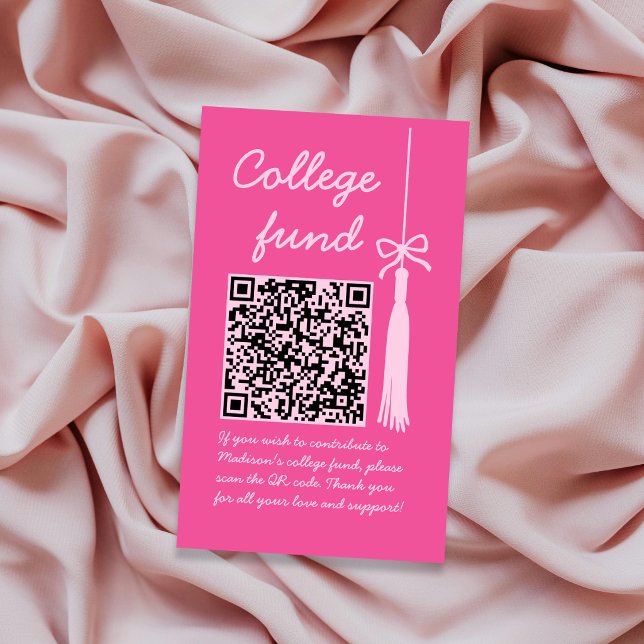 Tarjeta De Recepción College Fund Pink Gift Qr Code Graduation (College Fund Pink Gift Qr Code Graduation Enclosure Card)