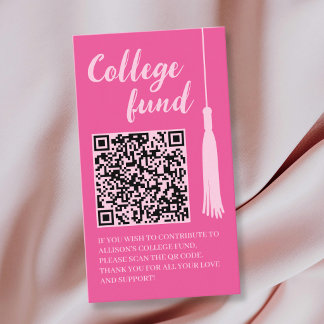 Tarjeta De Recepción College Fund Pink Tassel Gift Qr Code Graduation