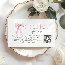 Tarjeta De Recepción College Fund Qr Code Graduation Pink Bow