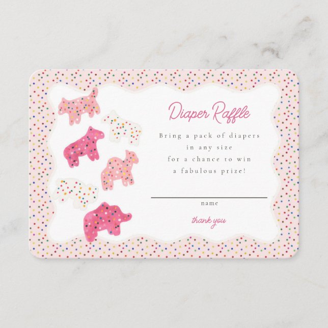 Tarjeta De Recepción Colocación de galletas de animales rosados Raffles (Anverso)