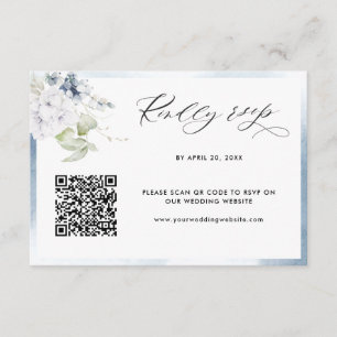 Tarjeta De Recepción Color de agua azul pálido, Boda floral Código QR R