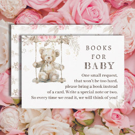 Tarjeta De Recepción Color de agua beige Teddy Bear Floral Books para e