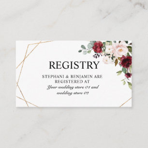 Tarjeta De Recepción Color de agua romántico borgoña Geométrico floral