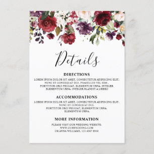 Tarjeta De Recepción Color de agua romántico rojo borgoña Rosa de Rubor