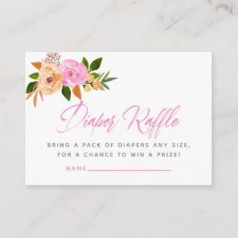 Tarjeta De Recepción Color de agua rosa floral Baby Shower Diaper Raffl