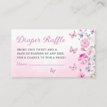 Color de agua rosa Floral Baby Shower Diaper Raffl