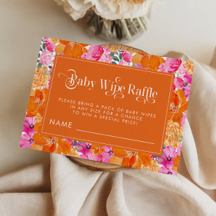 Tarjeta De Recepción Color de agua rosa y Naranja Floral Bebé Limpiar R