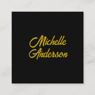 Tarjeta De Recepción Color Dorado Negro Minimalista Moderno Nombre Escr