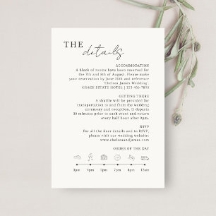 Tarjeta De Recepción Color marfil   Iconos de detalles del Boda Minimal