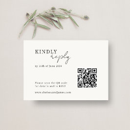 Tarjeta De Recepción Color marfil | Moda Código QR Boda Minimalista RSV