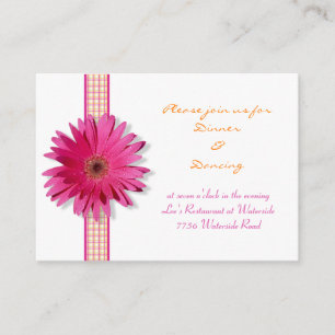 Tarjeta de recepción color rosa Gerbera Daisy