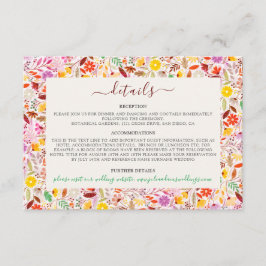 Tarjeta De Recepción Colores de agua vibrantes Boda de las flores de tu