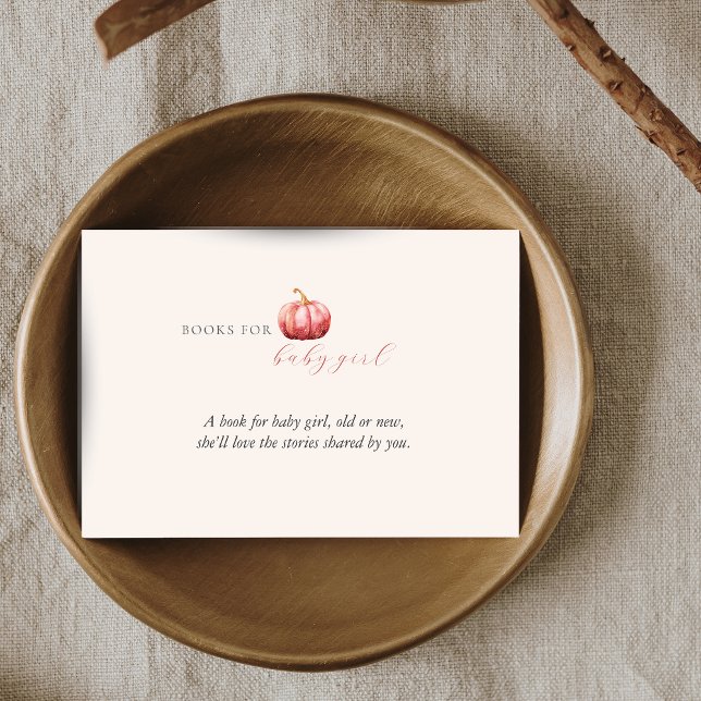 Tarjeta De Recepción Colores de calabaza rosa para bebé (Pink Pumpkin Baby Books Enclosure Card)