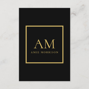 Tarjeta De Recepción Colores de oro negro Monograma Letra Inicial Nombr