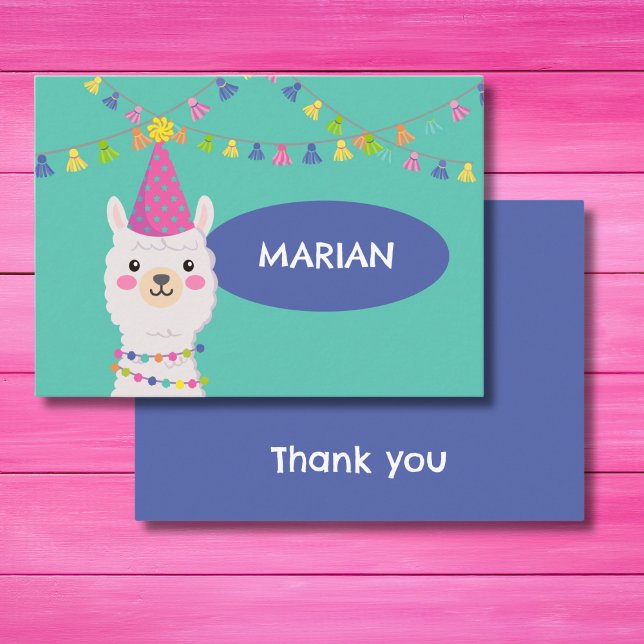 TARJETA DE RECEPCIÓN COLORES LUMINOSOS CUTE LLAMA GRACIAS (Subido por el creador)
