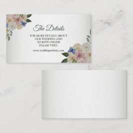 Tarjeta De Recepción Colorful Floral Blue Butterfly Wedding Detail