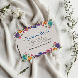 Tarjeta De Recepción Colorful Floral Botanical Fiesta Spanish Wedding
