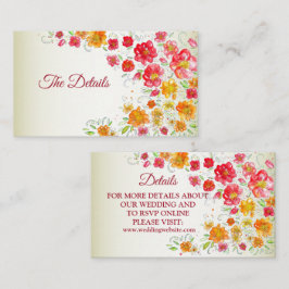 Tarjeta De Recepción Colorful Red Yellow Pink Floral Wedding Detail Enc