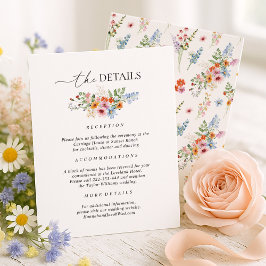 Tarjeta De Recepción Colorful Wildflower Wedding Details