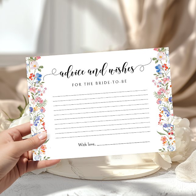 Tarjeta De Recepción Colorful Wildflowers Bridal Advice and Wishes (Subido por el creador)
