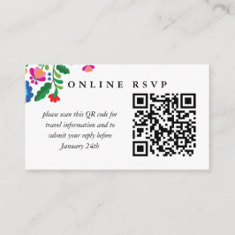 Tarjeta De Recepción Colorido Boda mexicano en línea RSVP Código QR