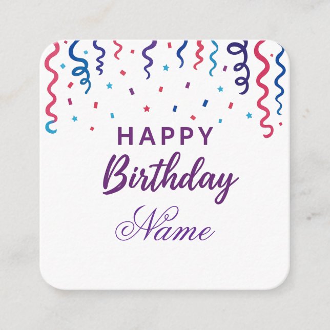 Tarjeta De Recepción Colorido Confetti Feliz cumpleaños (Anverso)