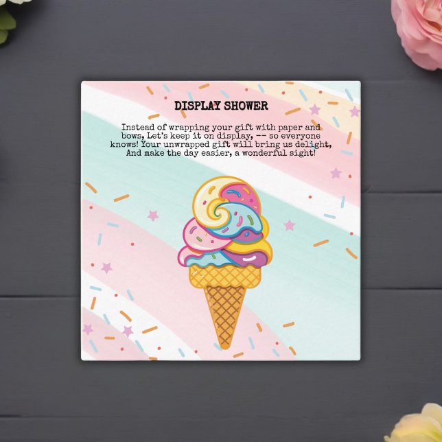 Tarjeta De Recepción Colorido helado Scoop salpicando Baby Shower (Subido por el creador)