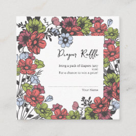 Tarjeta De Recepción Colorido Pastel Wildflower Baby Diaper Raffle