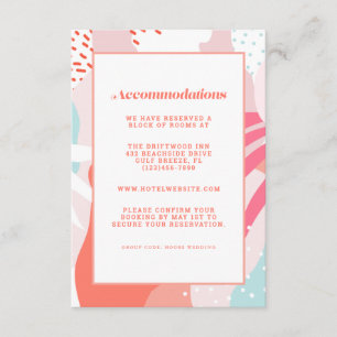 Tarjeta De Recepción Colorido y moderno Boda Alojamiento Detalle Coral