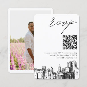 Tarjeta De Recepción Columbus Boda RSVP moderno Código QR