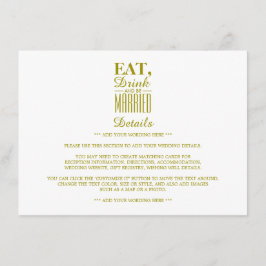 Tarjeta De Recepción Coma, bebe y sé Boda de oro casado