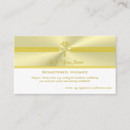 Tarjeta De Recepción Comadrona registrada con brillante caduceus dorado