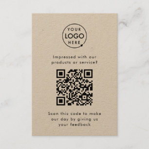 Tarjeta De Recepción Comentarios del cliente   Rústica Kraft QR Code Bu