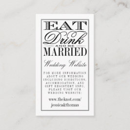 Tarjeta De Recepción Comer, beber y casarse Boda negro/blanco moderno