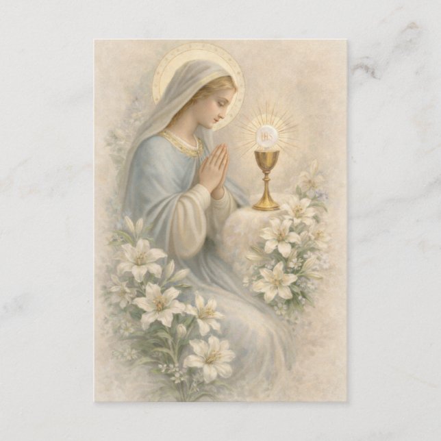 Tarjeta De Recepción Communion Blessed Mary  Remembrance Holy Card (Anverso)