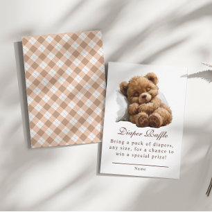 Tarjeta De Recepción Cómodo Teddy Bear Baby Shower Diaper Raffle
