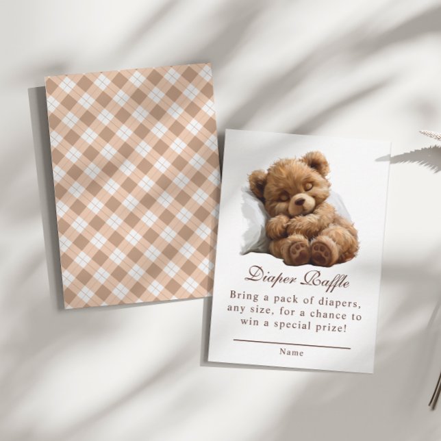 Tarjeta De Recepción Cómodo Teddy Bear Baby Shower Diaper Raffle (Subido por el creador)
