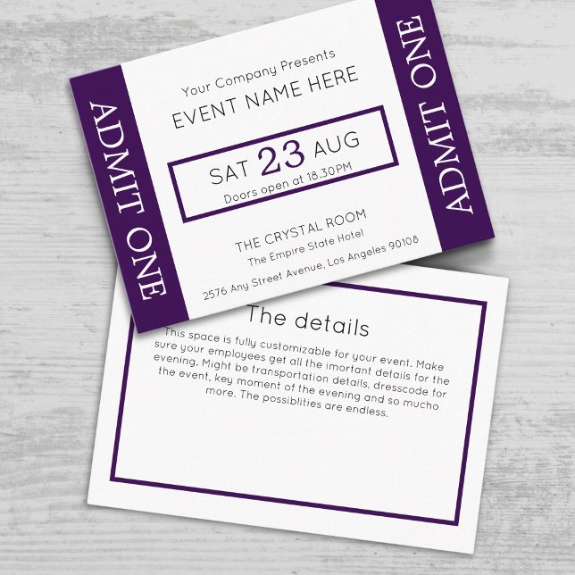 Tarjeta De Recepción Company Event Ticket Concert Admit One Invitation (Subido por el creador)