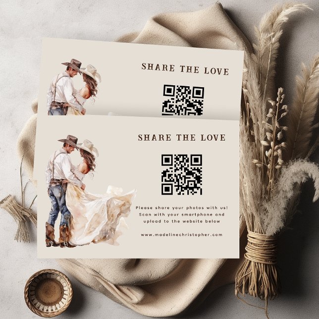 Tarjeta De Recepción Comparte el código QR de Love Rustic Western Boda (Subido por el creador)