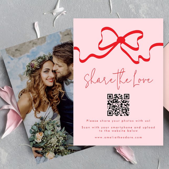 Tarjeta De Recepción Comparte el código QR del Boda Love Red Bow (Subido por el creador)