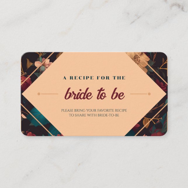 Tarjeta De Recepción Comparte tu receta - Floral Theme Bridal Shower (Anverso)