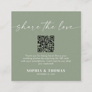 Tarjeta De Recepción Compartir el amor Código QR Boda Foto Compartida