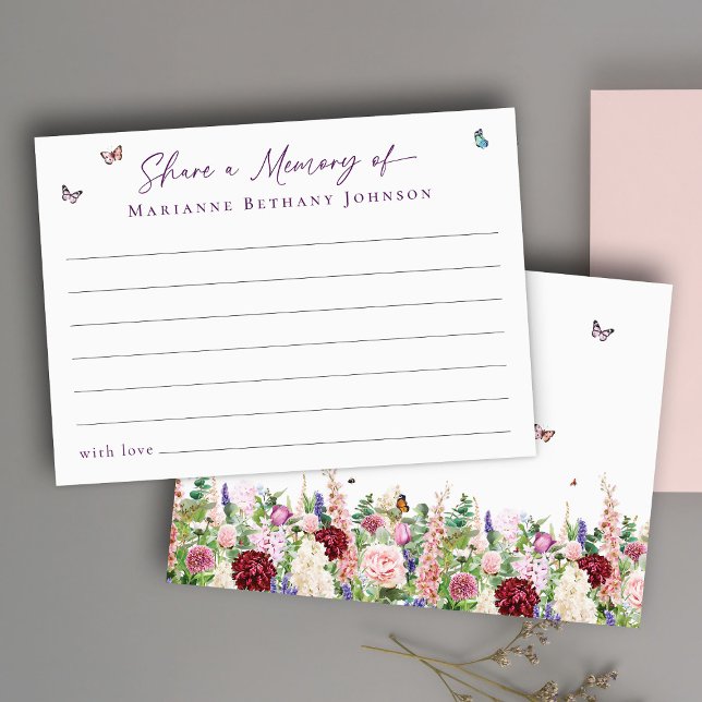 Tarjeta De Recepción Compartir memoria Floral mariposa celebración de l (Subido por el creador)