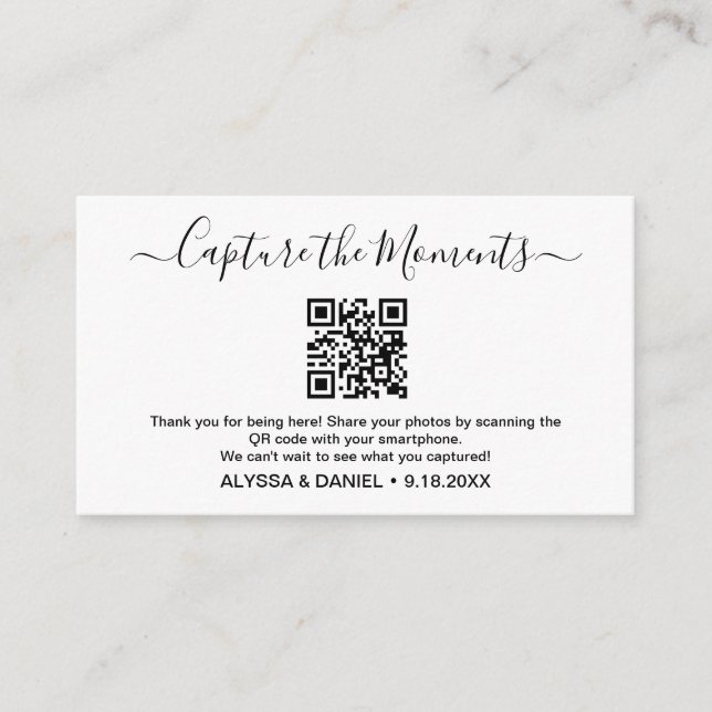 Tarjeta De Recepción Compartir Personalizable de código QR de momentos  (Anverso)