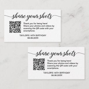 Tarjeta De Recepción Compartir tus fotos código QR fiesta de cumpleaños