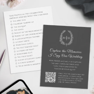 Tarjeta De Recepción Competencia de fotos con código QR ovalado monogra