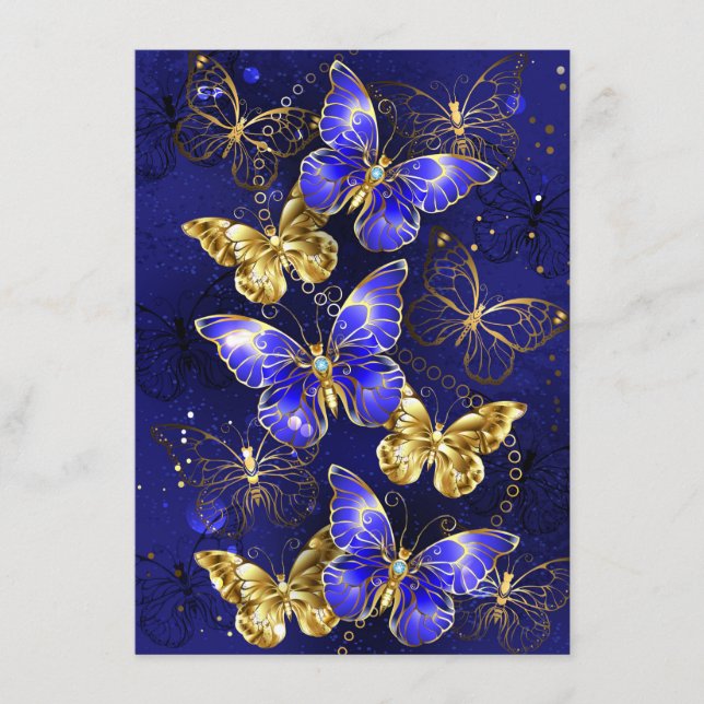 Tarjeta De Recepción Composición con mariposas de zafiro (Anverso)